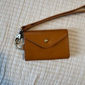 Tan Leather Wristlet Wallet